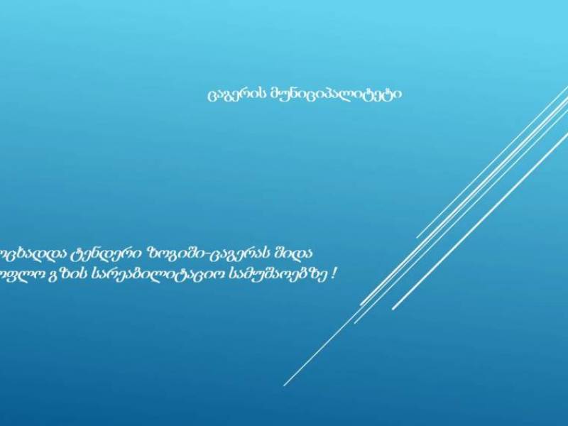 გამოცხადდა ტენდერი სოფელ ზოგიში-ცაგერას შიდა სასოფლო გზის სარეაბილიტაციო სამუშაოების...